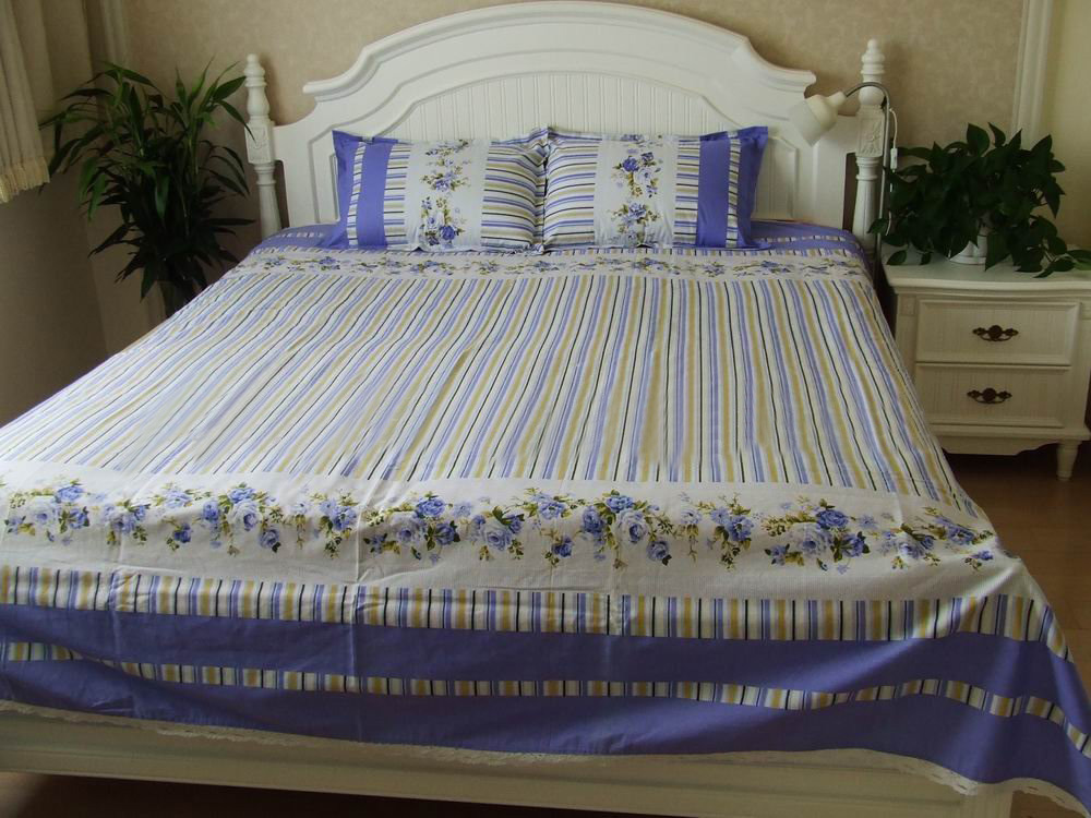 Chinese Traditional Lavender Handfeel Soft Cotton Handmade Bedding Set