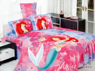 Kids' Cartoon Mermaid Printed Cotton Disposable Bedding Set