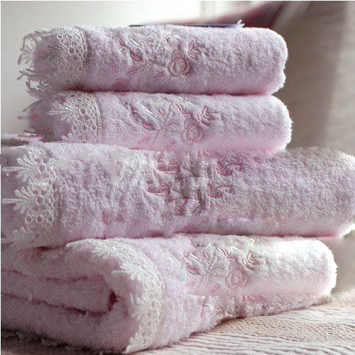 Super Soft Cotton Embroidery Lace Bath Towels
