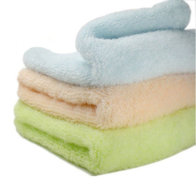 100% Kid's Bamboo Towel Pale Green Pale Orange White Soft Towel