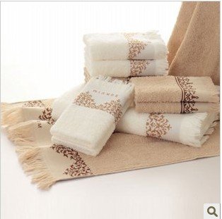 Jacquard Elegant Fabric Towel Apricot Rice 100% Cotton