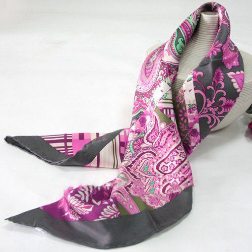 Twill Silk Crepe Satin Black Edge Big Hand Towel