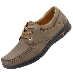 Men's Laced-Up Cow Leather Rubber Sole Shoes