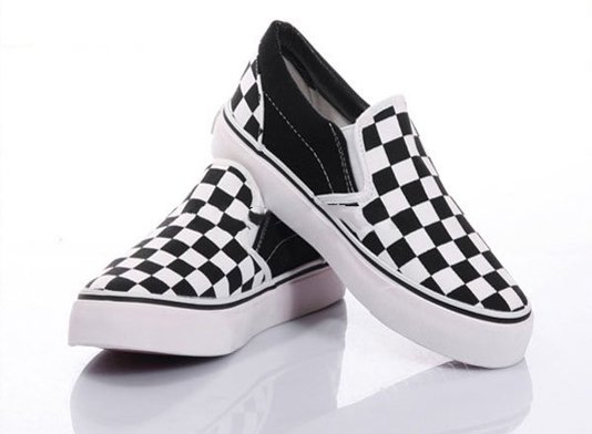 Men's Casual Cavas Grid Slip-On Rubber Sole Flat Shoes