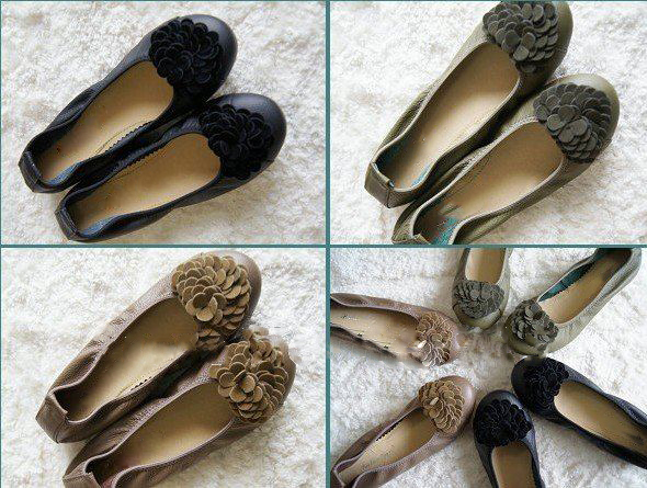 Ladies' Western Style Round Toe Comfortable Appliques Genuine Leather Flat Shoes