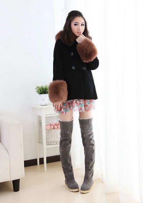 Women's Suede Winter Thigh Over The Knee Flat Boots