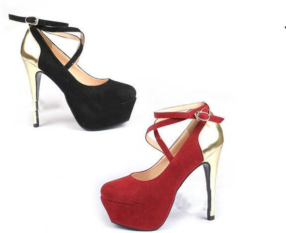 Women's Strappy Heels Suede Dress Shoes Two Colors