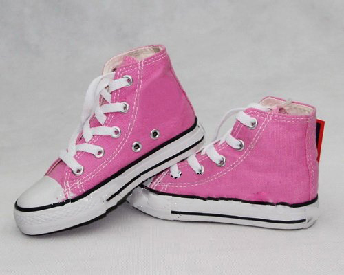 Pink Tall Lace Style Baby Breathable Lace-Up Canvas Shoes