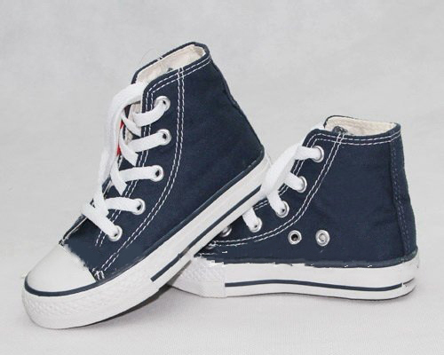 Nvay Blue Tall Lace Style Baby Lace-Up Canvas Shoes