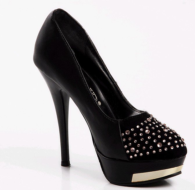 Women's Rhinestone Suede & Leather Vamp High Heel Shoes