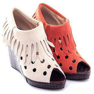 Women' Genuine Leather Slip-On Platform Wedges High Heel Clogs