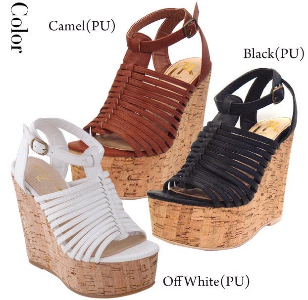 Ladies' Roma Buckled Hollow Buckle Wedges High Heeled Clogs