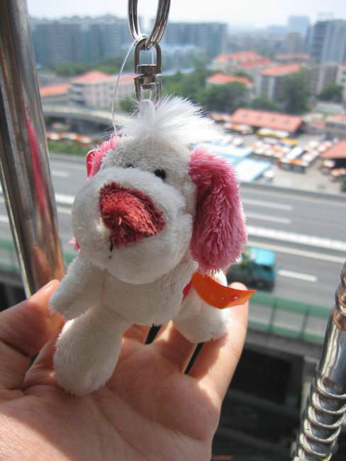 10cm NICI Pink Earring Dog Stuffed Key Chain