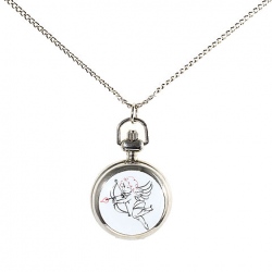 Amanda49 Antique Style Lovely Angel Archery Pocket Watch with Mirror and Chain Belt