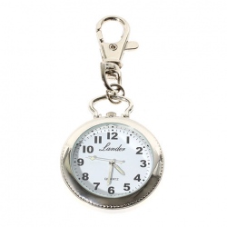 Amanda49 Fashion Circle Shaped Luminous Hands Pocket Quartz Watch with Key Chain