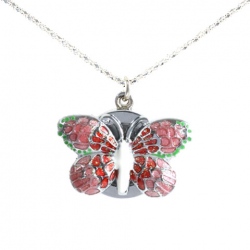 Amanda49 Beautiful and Colorful Butterfly Shaped Pocket Watch with Chain Belt