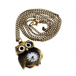 Amanda49 Style Europe Owl Design Copper Pocket Watch with Chain