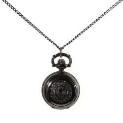 Amanda49 Antique Style Roman Pore Pattern Pocket Watch With Chain Belt (Black)