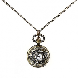 Amanda49 Antique Style Roman Copper Flower Pattern Pocket Watch With Chain Belt