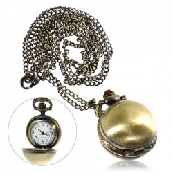 Amanda49 Antique Style Roman Round Shaped Design Golden Pocket Watch with Chain