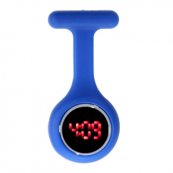 Amanda49 Chic Round Mirror Red Digital LED Watch Light Fob Nurse Watch with Pin - Blue