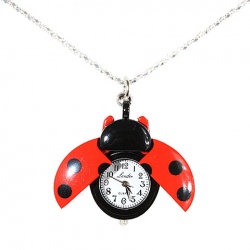 Amanda49 Fashionable Type of Beetle Pocket Quartz Watch with Chain Belt (Red)