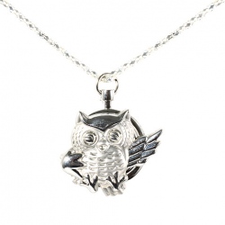 Amanda49 Interesting Owl Shaped Pocket Watch with Chain Belt (Silver)