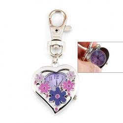 Amanda49 Pocket Quartz Watch with Keychain / Buckle (Purple)