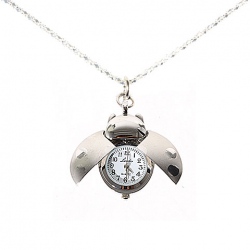 Amanda49 Fashionable Type of Beetle Pocket Quartz Watch with Chain Belt (Silver)