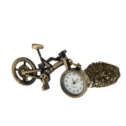 Amanda49 Style Europe Bicycle Design Copper Pocket Watch with Chain