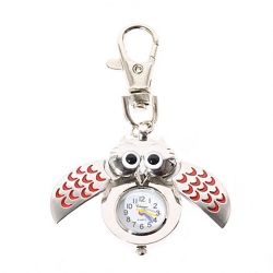 Amanda49 Fashionable Type of Owl Pocket Quartz Watch with Key Chain (Red)