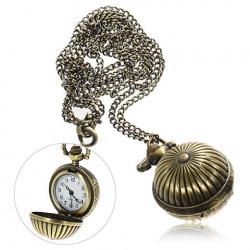Amanda49 Whorl Style Roman Round Shaped Design Golden Pocket Watch with Chain