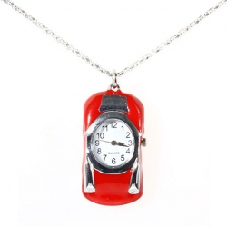 Amanda49 Fashion Car Shaped Pocket Watch with Chain Belt (Red)
