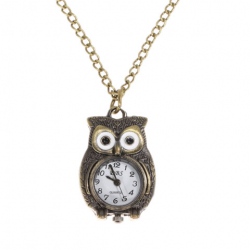 Amanda49 Style Europe Owl Design Copper Pocket Watch with Chain