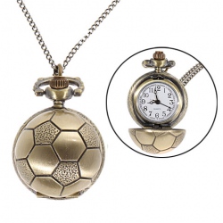 Amanda49 Style Europe Footbal Design Copper Pocket Watch with Chain