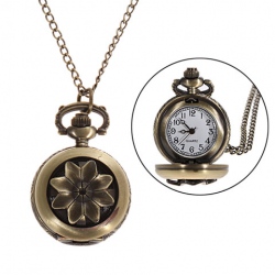 Amanda49 Style Europe Flower Design Copper Pocket Watch with Cover