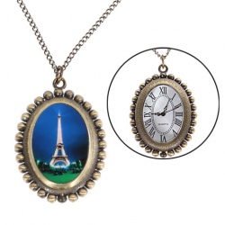 Amanda49 Style Europe Egg Design Copper Pocket Watch with Chain - WTHD