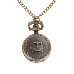 Amanda49 Style Europe Crown Design Copper Pocket Watch with Chain Belt