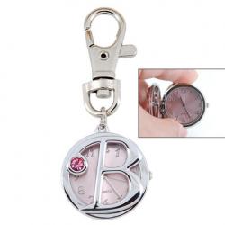Amanda49 Pocket Quartz Watch with Keychain / Buckle (Pink)