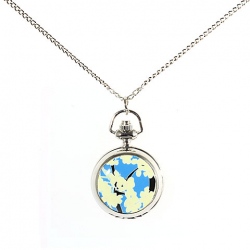 Amanda49 Antique Style Beautiful Flowers Pattern Pocket Watch with Mirror and Chain Belt (Blue)