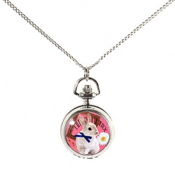 Amanda49 Antique Style Lovely Rabbit Pocket Watch with Mirror and Chain Belt