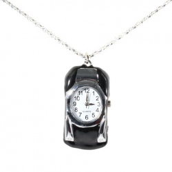 Amanda49 Fashion Car Shaped Pocket Watch with Chain Belt (Black)