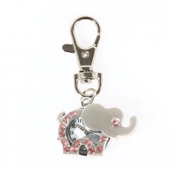 Amanda49 Lovely Elephant Shaped Pocket Watch with Pink Diamond