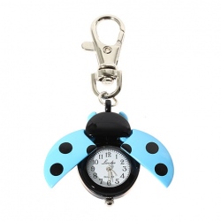 Amanda49 Fashionable Type of Beetle Pocket Quartz Watch with Key Chain (Blue)