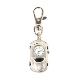 Amanda49 Fashion Car Shaped Pocket Quartz Watch with Chain Belt (Silver)