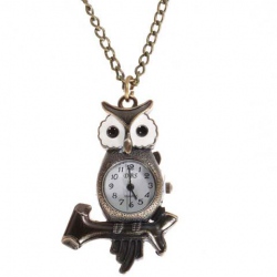 Amanda49 DBS Europe Tree Owl Design Copper Pocket Watch
