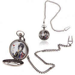 Amanda49 Stylish Kuroshitsuji Hollow Pattern Pocket Watch with Long Metal Chain
