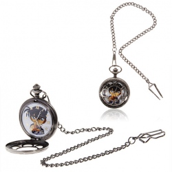 Amanda49 Stylish Detective Conan Hollow Pattern Pocket Watch with Long Chain