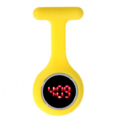 Amanda49 Chic Round Mirror Red Digital LED Watch Light Fob Nurse Watch with Pin - Yellow