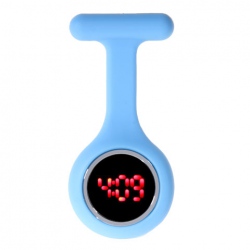 Amanda49 Chic Round Mirror Red Digital LED Watch Light Fob Nurse Watch with Pin - Azure